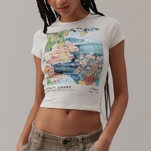 White Graphic Print Women's Top